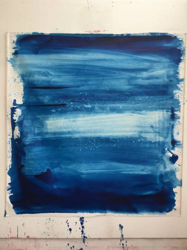 375x500 Saatchi Art In The Prussian Blue Sea Painting By Louise Camrass - Prussian Blue Watercolor