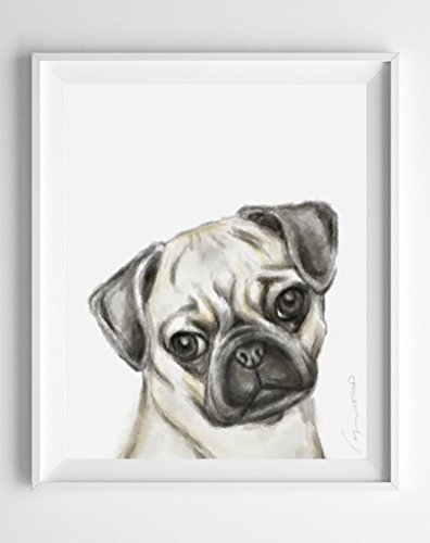396x500 Pug Watercolor Painting - Pug Watercolor