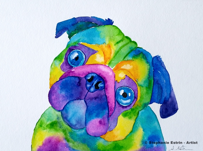 700x522 Watercolor Pug Stephanie Estrin - Pug Watercolor