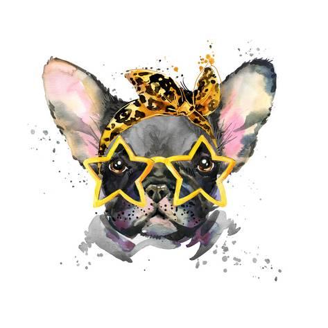 473x473 French Bulldog. Cute Puppy Dog. Watercolor Puppy Dog Illustration - Puppy Watercolor