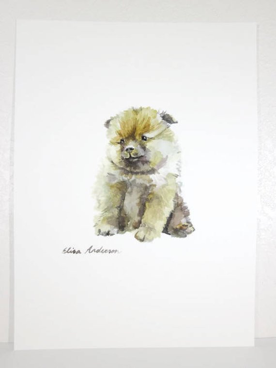 570x760 Original Watercolor Painting Puppy Watercolor Chow Chow Dog - Puppy Watercolor