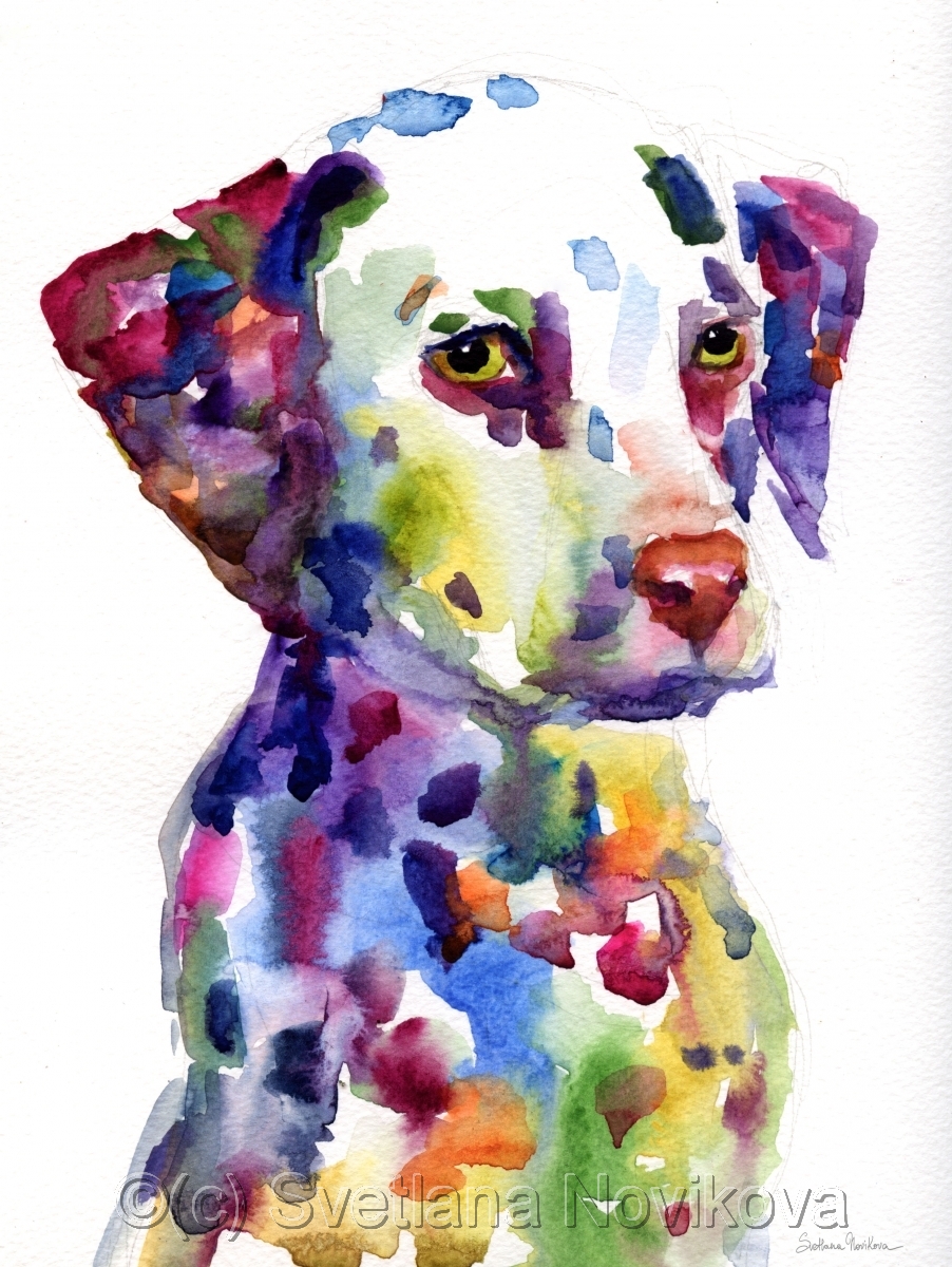 902x1200 Painting Dalmatian Dog Puppy Watercolor Painting (Original Art - Puppy Watercolor