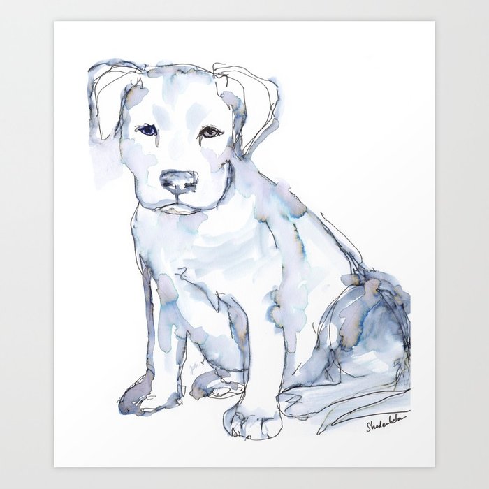 700x700 Pit Bull Puppy (For Kerry), Watercolor Art Print By - Puppy Watercolor