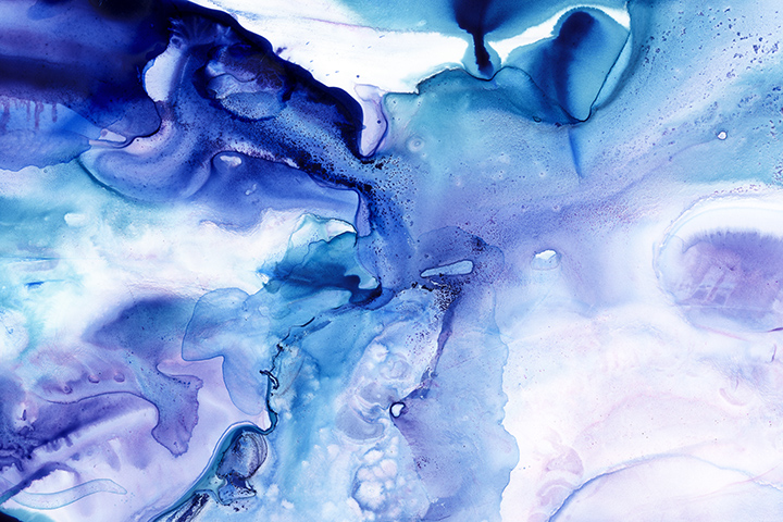 720x480 Purple Amp Blue Dance Watercolor Print On Canvas Black Crow - Purple Blue Watercolor