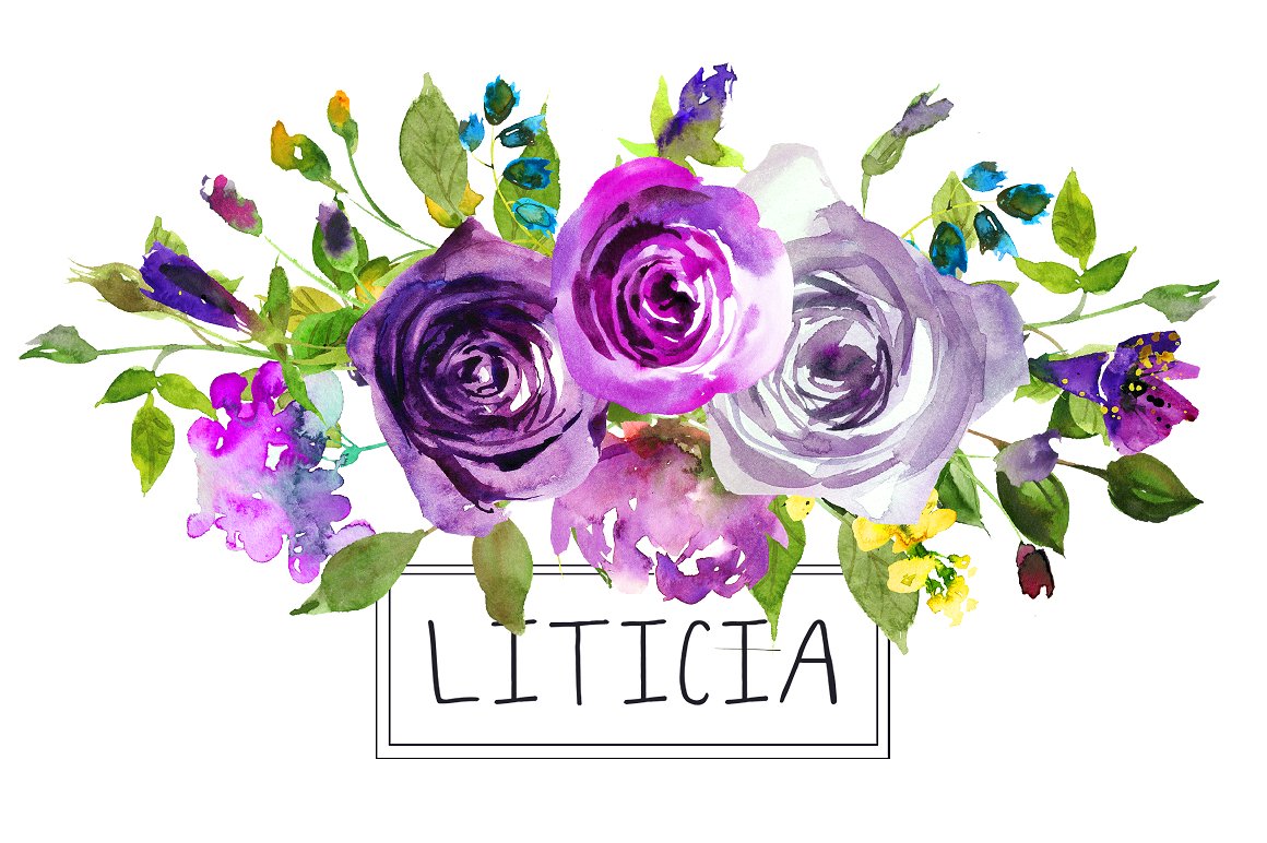 1160x772 Purple Flowers Watercolor Bouquets Clipart By Whiteheartdesign - Purple Flower Watercolor