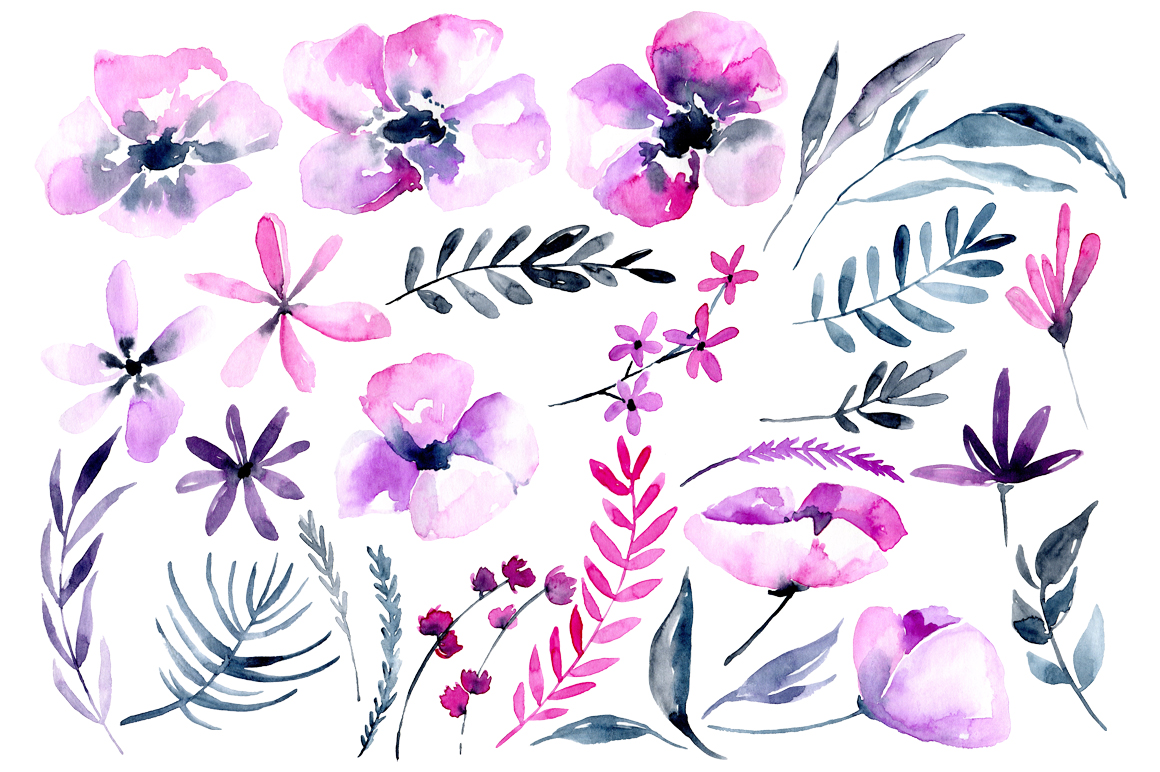1160x772 Purple Amp Pink Watercolor Flowers Png - Purple Flower Watercolor
