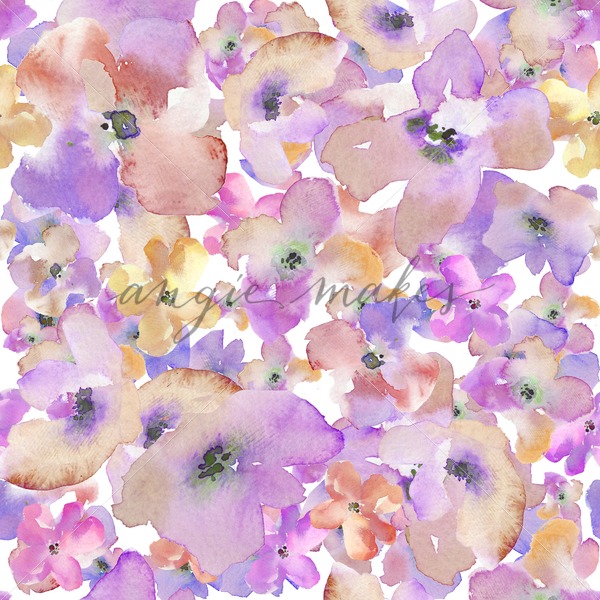 600x600 This Purple Watercolor Flower Pattern Repeats Seamlessly - Purple Flower Watercolor