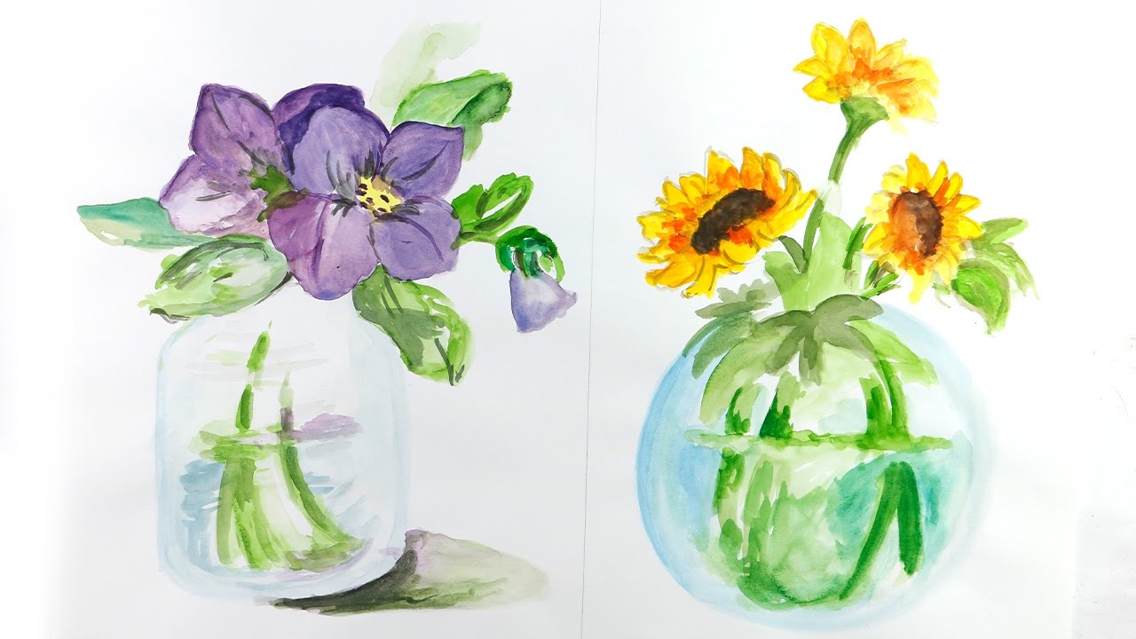 1280x720 Watercolor Painting How To Make Purple Flowers From Watercolour - Purple Flower Watercolor