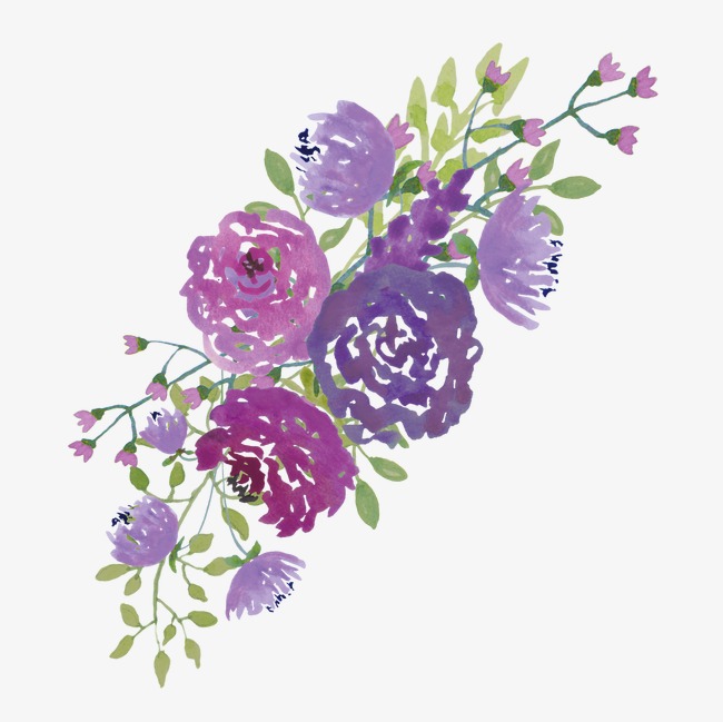 650x649 Watercolor Purple Flowers, Watercolor Clipart, Ink Flowers Png - Purple Flower Watercolor