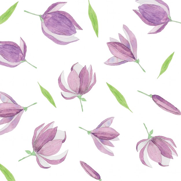 626x626 Watercolor Pattern With Purple Flowers Vector Free Download - Purple Flower Watercolor