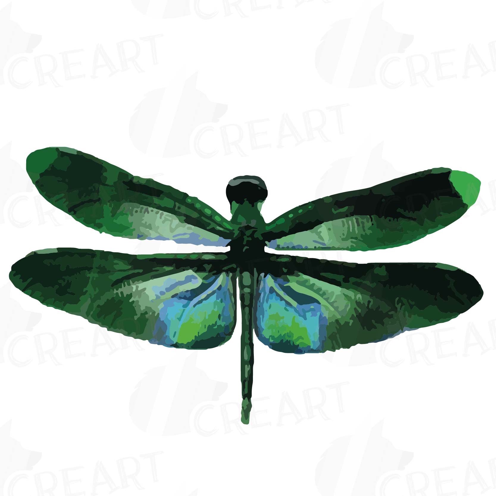 1667x1667 Dragonfly Watercolor Clip Art Collection, Colorful Watercolor - Purple Green Watercolor