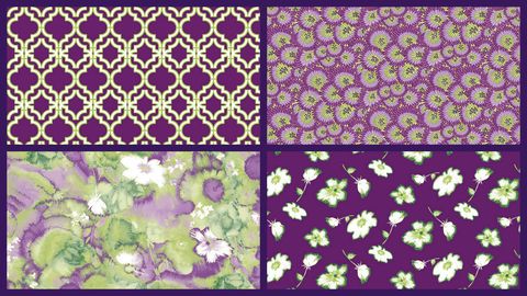 480x270 Easy Fabric Panel Quilt Kit Halloween Midnight Masquerade Wallnap - Purple Green Watercolor