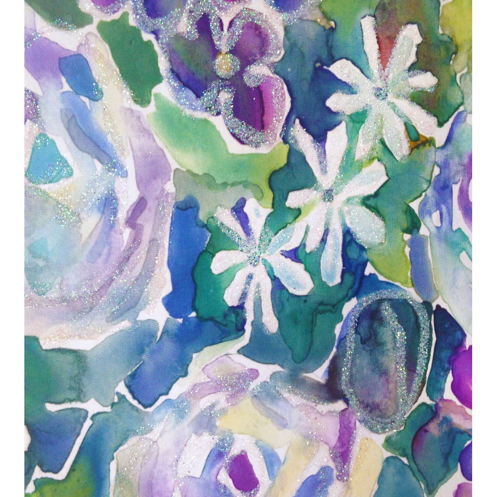 1000x1000 Watercolor Roses Amp Violets In Purple, Green Amp Turqoise - Purple Green Watercolor