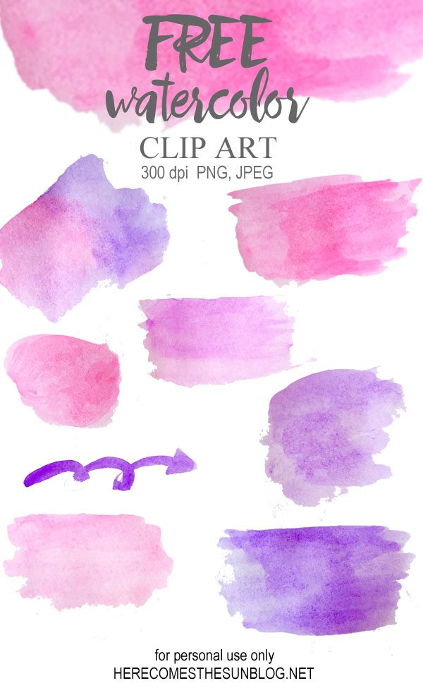 600x975 Free Watercolor Clip Art Here Comes The Sun - Purple Watercolor Art