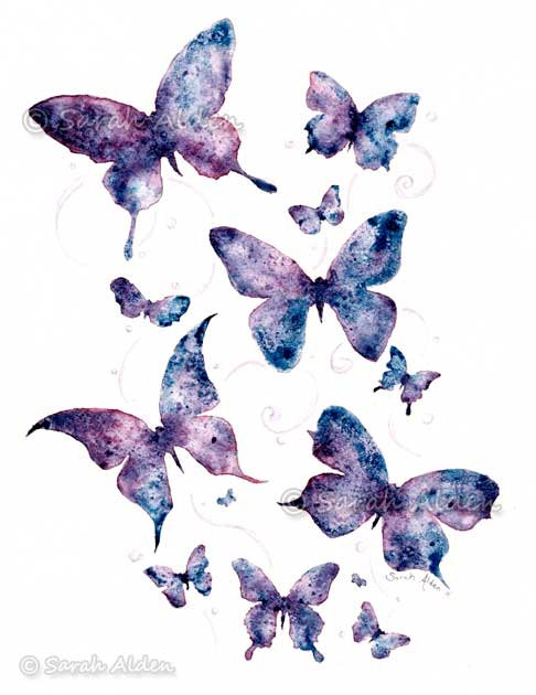 486x630 Watercolor Butterfly Art, Purple Butterfly Print, Butterflies - Purple Watercolor Art