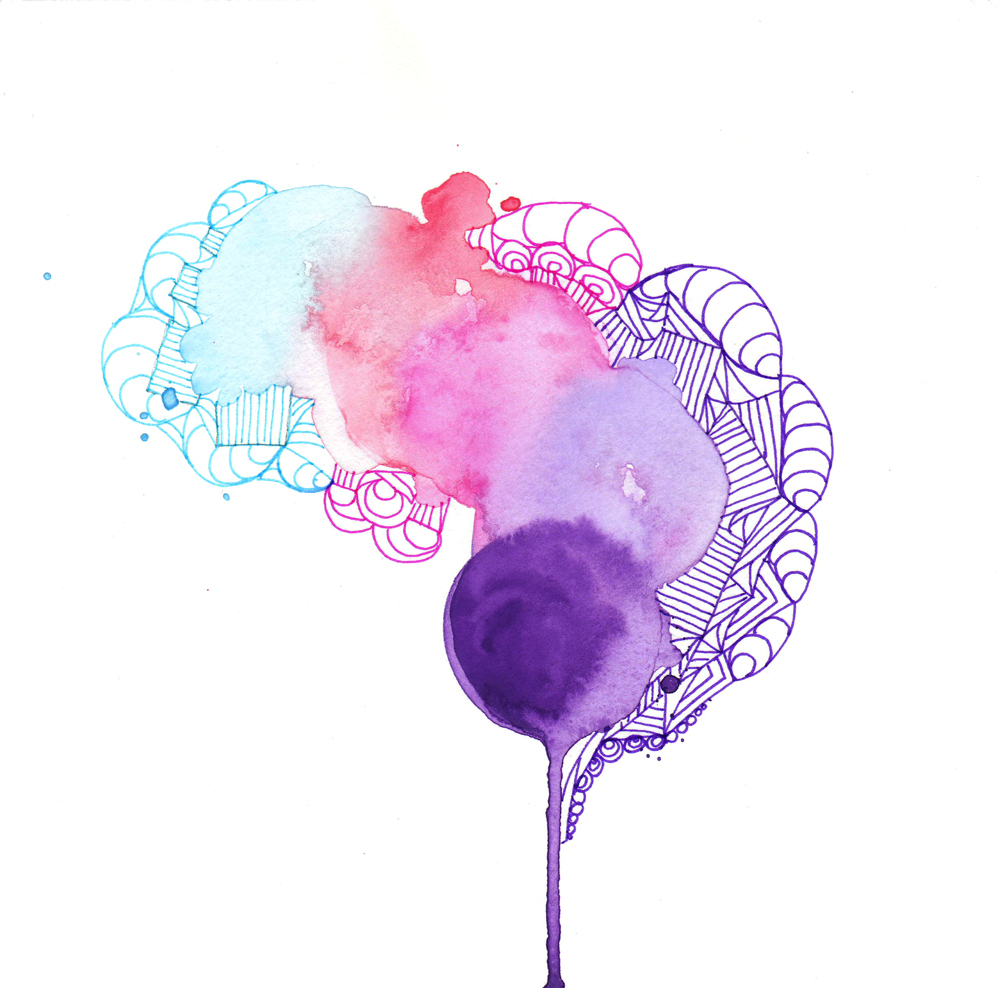 1000x988 Watercolor Art Andrea Bijou - Purple Watercolor Art