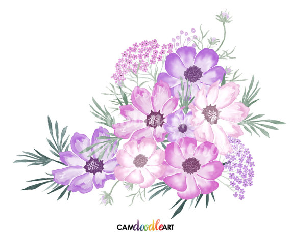 Purple Watercolor Flowers