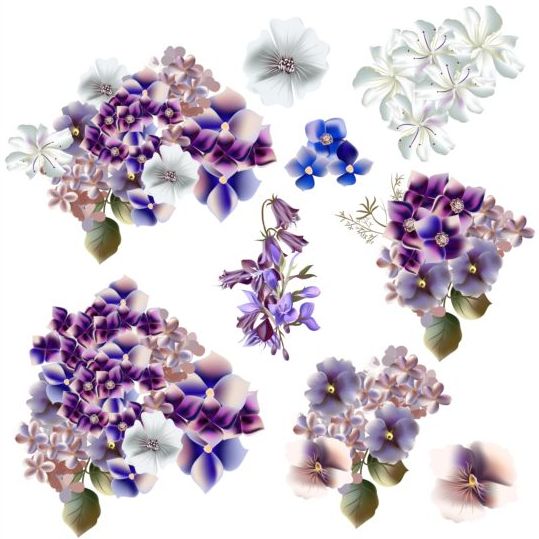 539x539 Watercolor Flowers Purple And Blue Colors Vector Free Download - Purple Watercolor Flowers