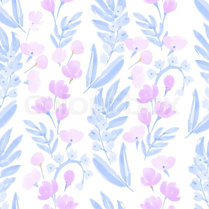 800x800 Vintage Watercolor Wallpaper Of Hand Drawn Flowers And Leaf - Purple Watercolor Wallpaper