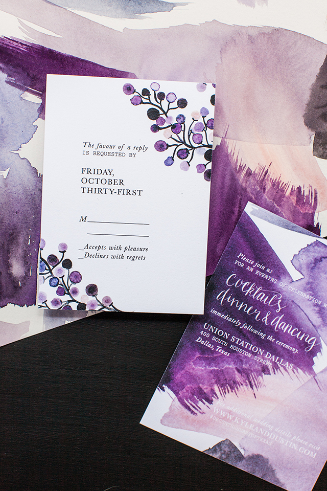640x960 The Art Of Opposites Watercolor Wedding Invitations - Purple Watercolor Wedding Invitations