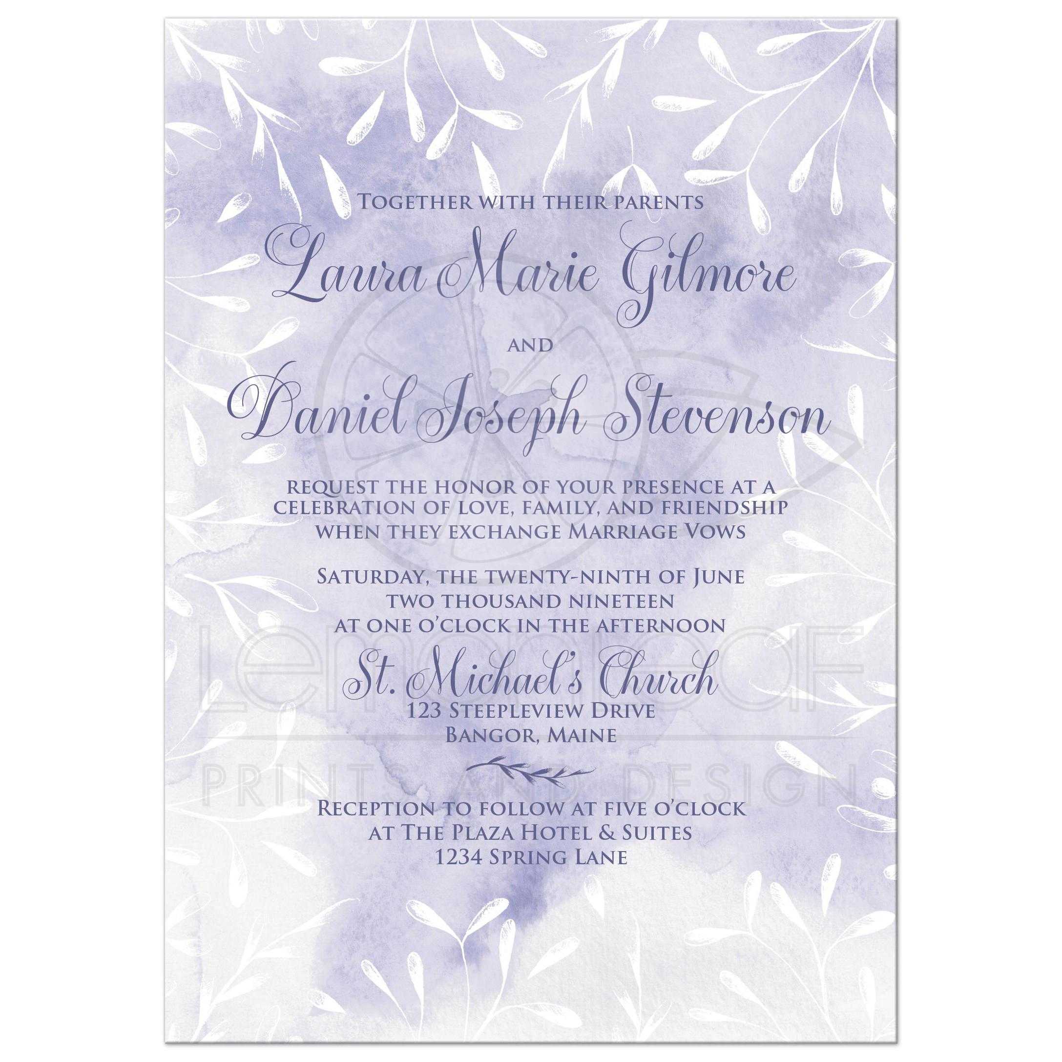 2175x2175 Frosted Foliage On Purple Watercolor Wedding Invitation - Purple Watercolor Wedding Invitations