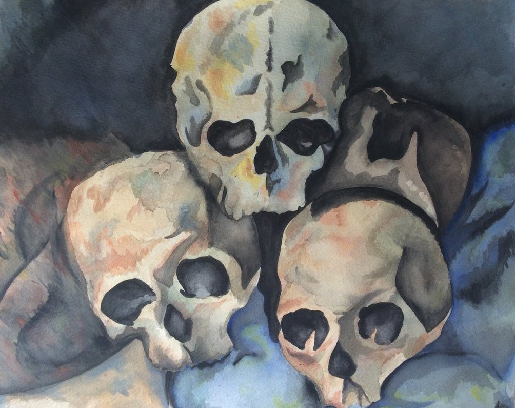 1004x795 Pyramid Of Skulls - Pyramid Watercolor