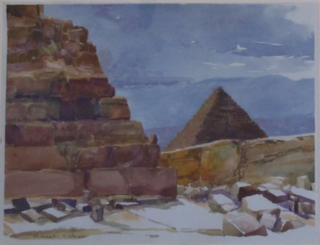 456x349 Egypt Michael + Todd = Artfoureyes - Pyramid Watercolor