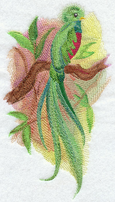 394x690 Machine Embroidery Designs - Quetzal Watercolor