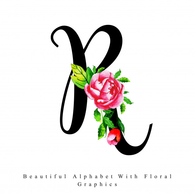 626x626 Alphabet Letter R Watercolor Floral Background Vector Premium - R Watercolor