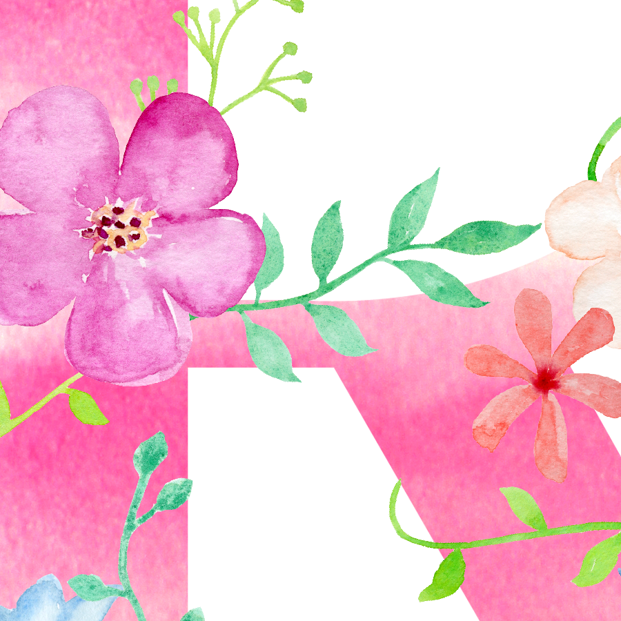 900x900 Watercolor Pink Floral Letter R, Alphabet R, Initial R, Art Print - R Watercolor