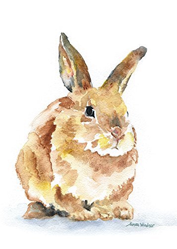 357x500 Bunny Rabbit Watercolor Print Handmade - Rabbit Watercolor