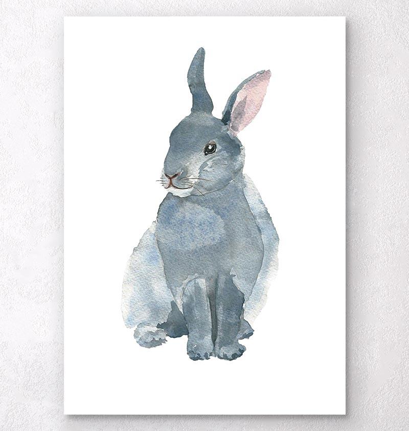 800x842 Animal Poster - Rabbit Watercolor
