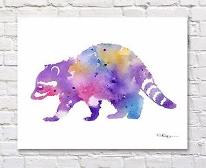 300x245 Abstract Raccoon Watercolor Painting Wildlife Art Print By Artist - Raccoon Watercolor