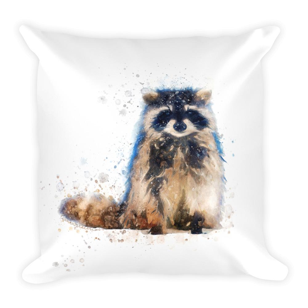 1000x1000 Cute Raccoon Watercolor Animal Pillow Whimsical Wild Artwork - Raccoon Watercolor