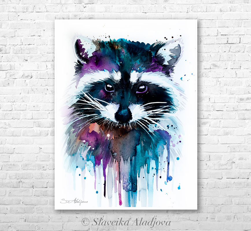 869x799 Raccoon Watercolor Painting By Slaveika Aladjova On Behance - Raccoon Watercolor