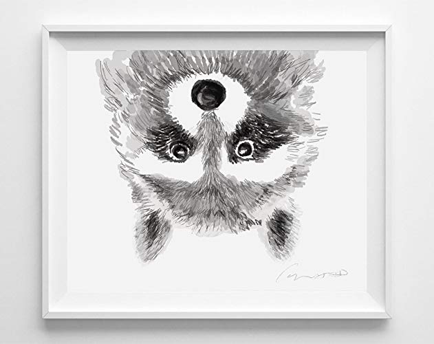 631x500 Raccoon Watercolor Painting Handmade - Raccoon Watercolor