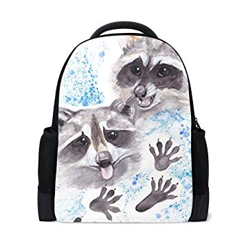 355x355 Unisex Raccoon Watercolor Backpack, Travel Computer - Raccoon Watercolor