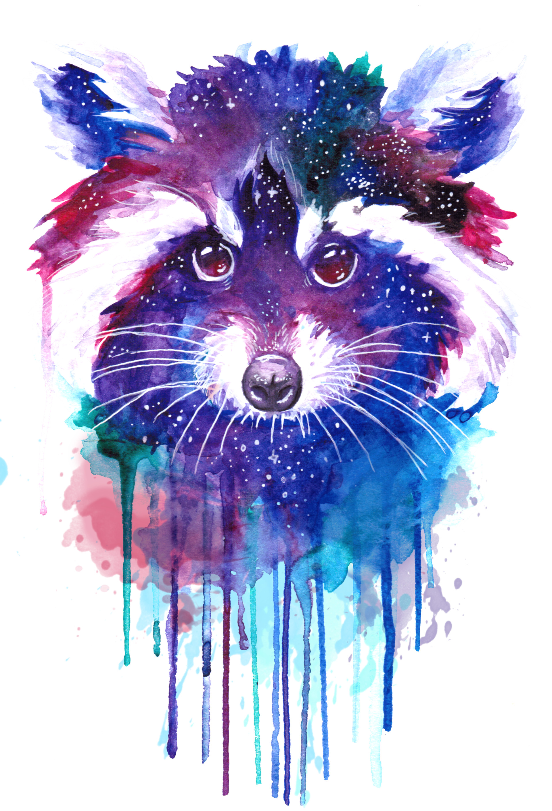 1920x2821 Artstation - Raccoon Watercolor