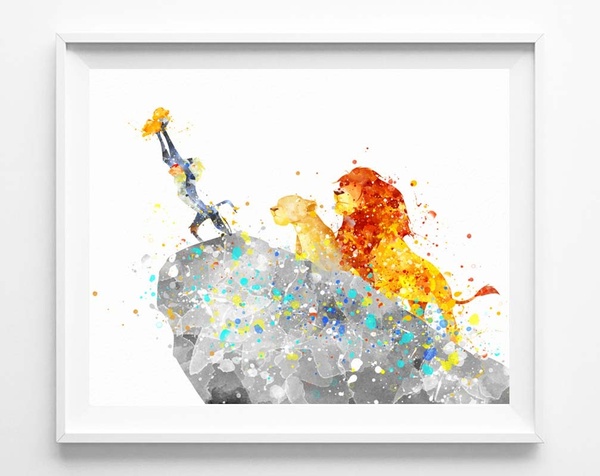 600x476 Wish Lion King Simba Mufasa Rafiki Watercolor Painting Canvas - Rafiki Watercolor