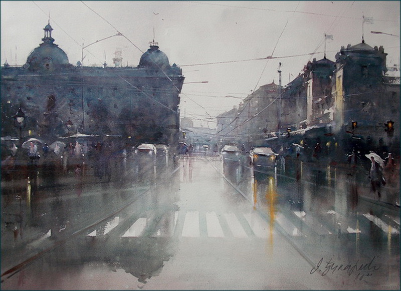 800x581 Gallery - Rain Watercolor Painting