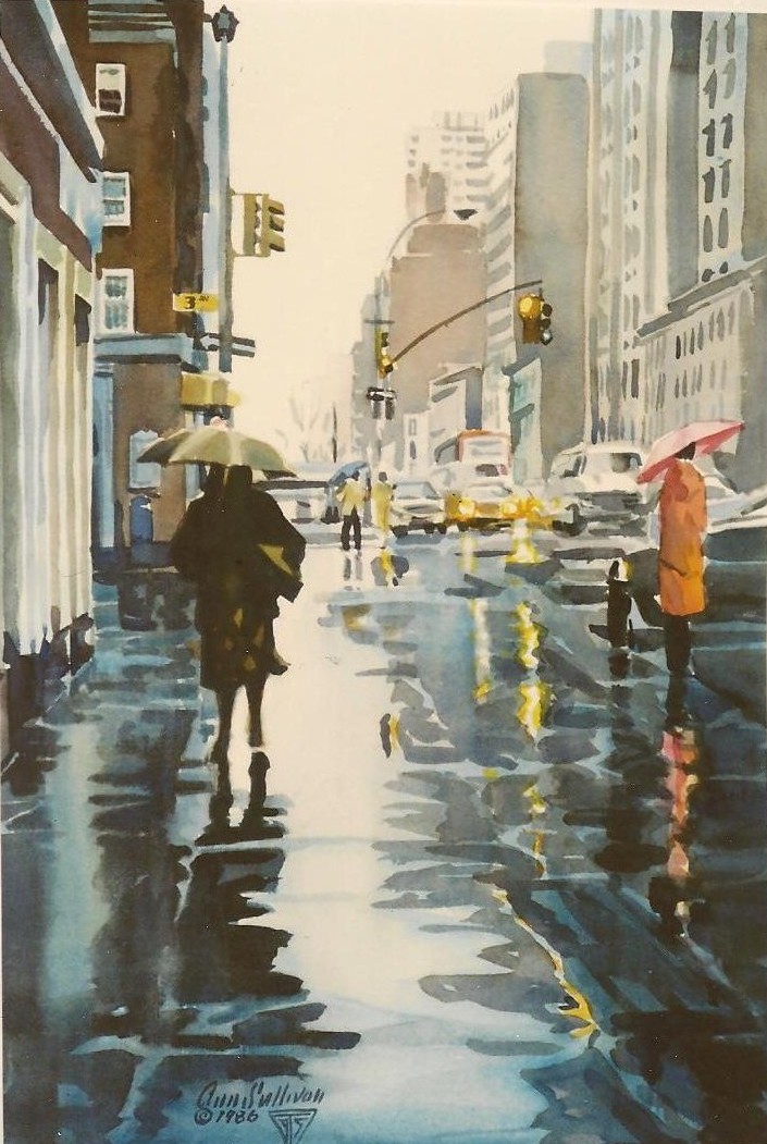 705x1051 Rain Ann Sullivan Gallery - Rain Watercolor Painting