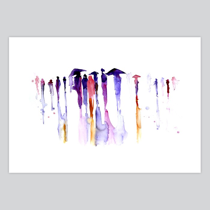 700x700 Watercolor Painting In The Rain - Rain Watercolor Painting
