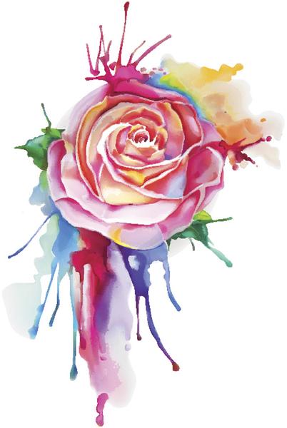 402x600 Rainbow Watercolor Paint Splatter Pink Rose Vinyl Decal Sticker - Rainbow Watercolor
