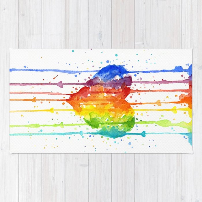 700x700 Heart Rainbow Watercolor Colorful Heart Painting Rug By Olechka - Rainbow Watercolor