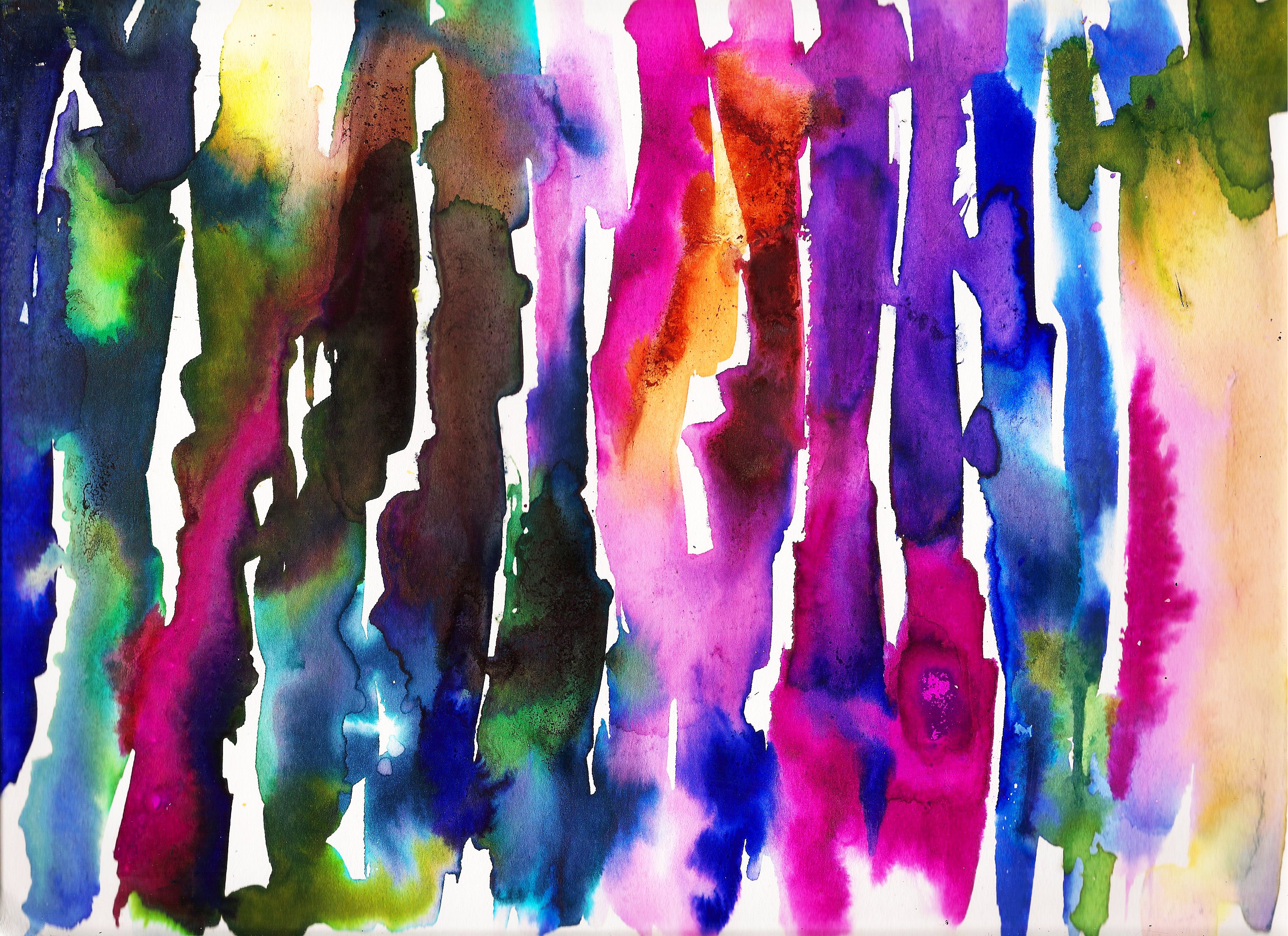 3506x2548 Rainbow Stripes Watercolor Painting Kahri By Kahrianne Kerr - Rainbow Watercolor Painting