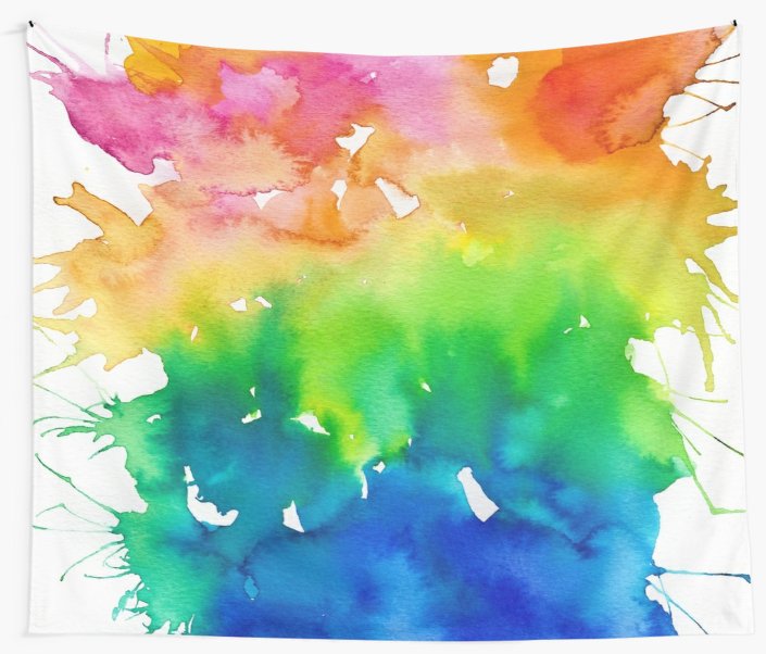705x602 Rainbow Watercolor Paint Splash Art Wall Tapestries By Artbybee7 - Rainbow Watercolor Painting