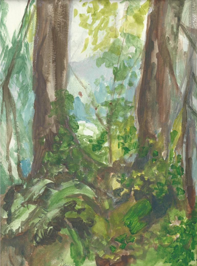 770x1038 Rainforest, Olympic Peninsula, Washington I Painting By Derys - Rainforest Watercolor