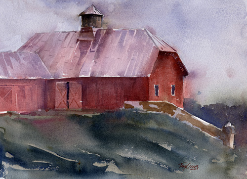 500x362 Olana Farm On A Rainy Day Original En Plein Air Watercolor - Rainy Day Watercolor