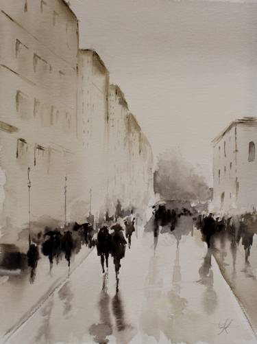 375x501 Rainy Day, Original Watercolour Painting, 11.8x 15.7(30x40cm - Rainy Day Watercolor