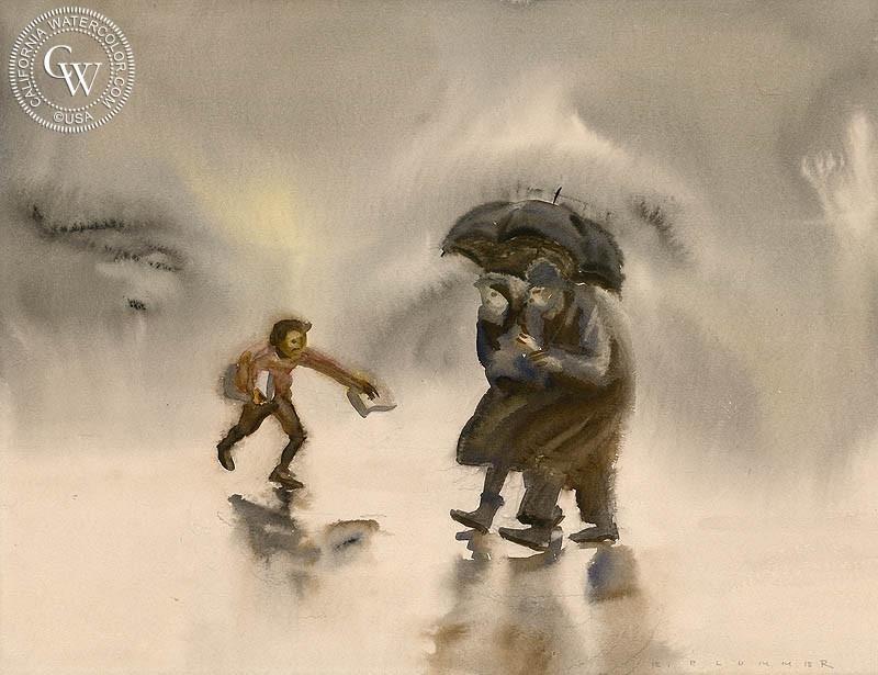 800x615 Rainy Day, Art By Elmer Plummer California Watercolor - Rainy Day Watercolor